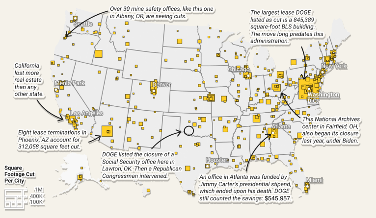 Where Federal Offices Are Said to Be Closing